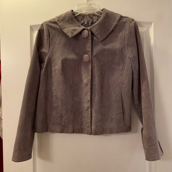 Like new Live A Little (LAL) AUTHENTIC SUEDE grey jacket w/large button accen… - Picture 1 of 8